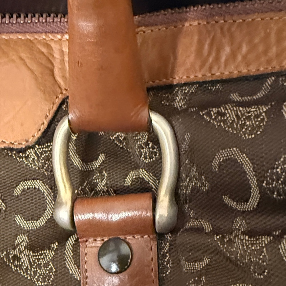Vintage Celine Brown Monogram Tote Bag with Tan Leather Accents - Picture 5 of 12